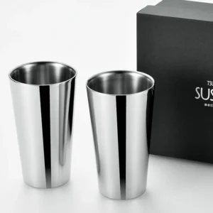 <SUSCUP>サス2重ストレートカップ250ml 2客セット貼箱入り
